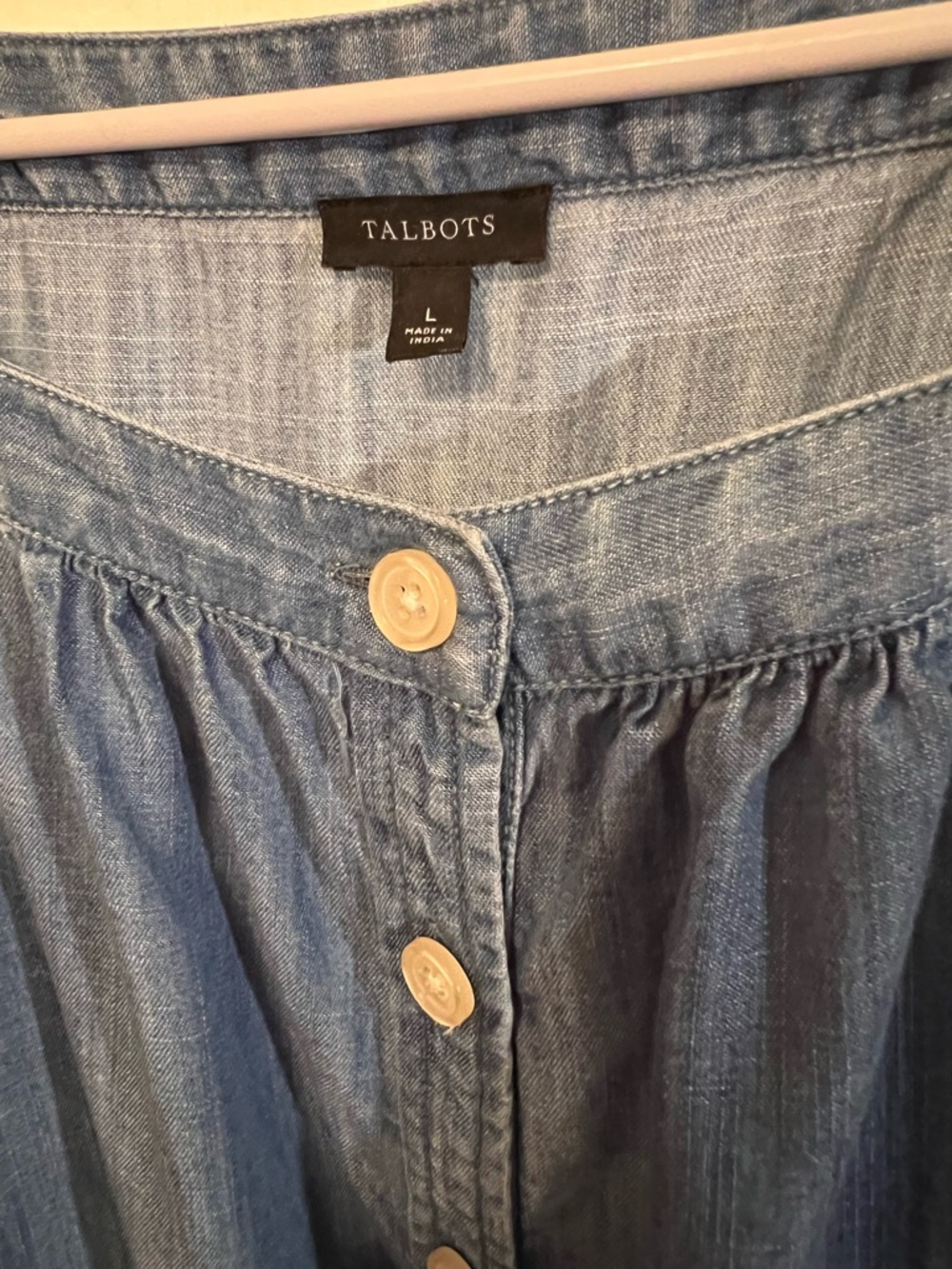 Talbots Blue Chambray Button-Front Blouse Size L - Picture 6 of 7